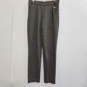 J Jill size Small Ponte Slim Leg Plaid Pull On Pants Stretch Career Office